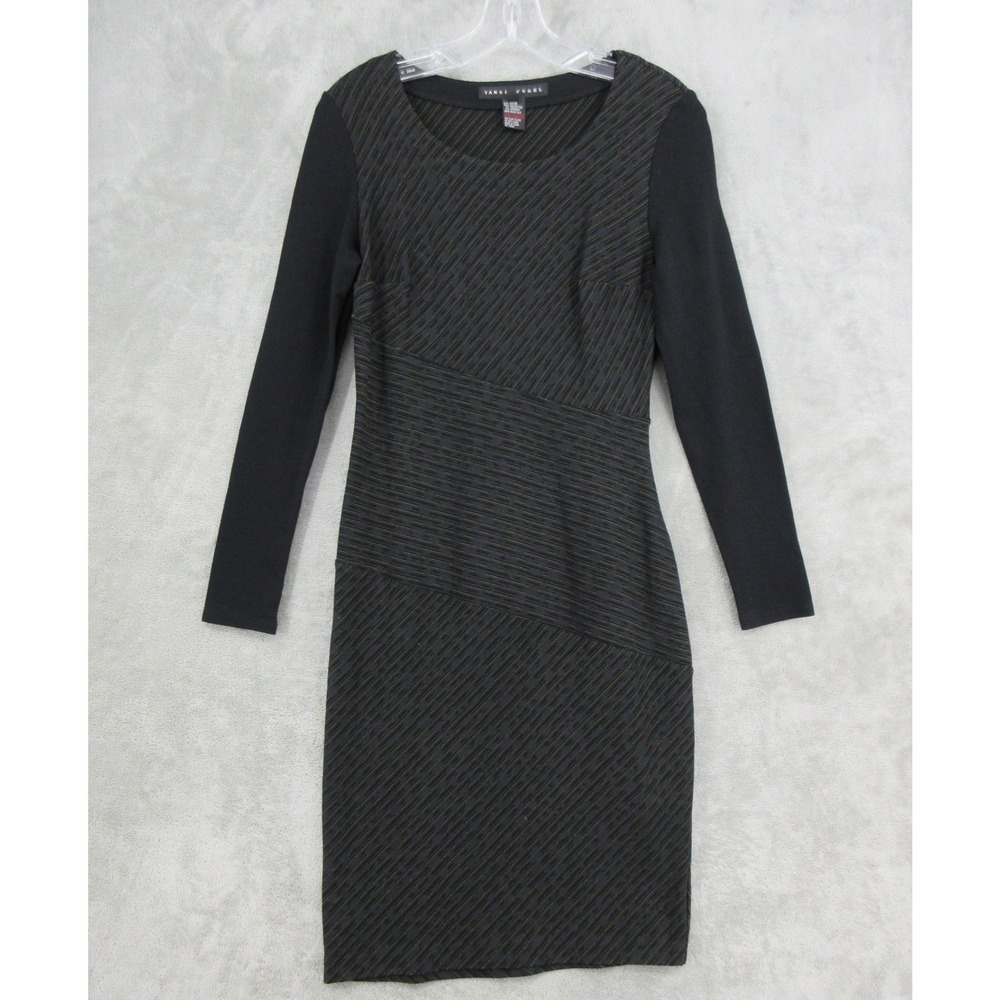 Yansi Fugel Dress Womens Size 6 Striped Sheath Classic Office Quiet Luxury Zip